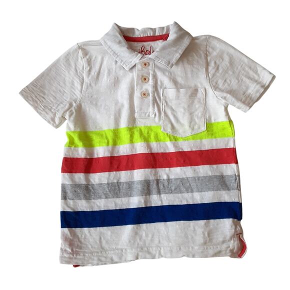 Mini Boden Striped Polo Shirt Boys 5/6 Short Sleeve Rainbow Summer Easter - Picture 1 of 4
